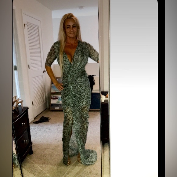 EYWASOULS GREEN 100% ‘CHIFFON’ LEOPARD PRINT - Picture 1 of 16